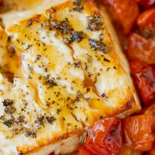 Baked feta cheese